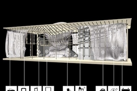 A 3-D rendering of "Soft House", which uses household curtains to collect solar energy and provide lighting.