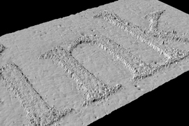 Not only do the images produced by GelSight, a new, portable imaging system from researchers in the Department of Brain and Cognitive Sciences, have a resolution that previously required expensive laboratory equipment, but they're 3-D, too. Here, GelSight images particles of ink spelling the word 'ink' on a piece of paper.