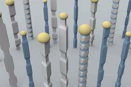 Nanowires fabricated using the new techniques developed by Silvija Grade&#269;ak and her team can have varying widths, profiles and composition along their lengths, as illustrated here, where different colors are used to indicate compositional variations.