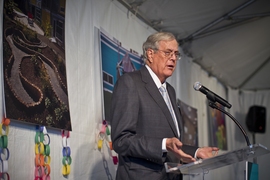 David H. Koch spoke at the dedication ceremony.