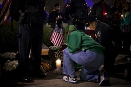 MIT Police and members of the MIT community pay their respects to Officer Sean Collier.