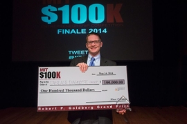 PhD student John Lewandowski of Disease Diagnostics Group receives the grand prize at last night's MIT $100K Entrepreneurship Competition finale