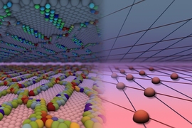 Interfaces between solid materials are surfaces with intricate, internal structure (shown on the left). To control that structure, and to use it for specific applications, researchers model it a simplified way (shown on the right).