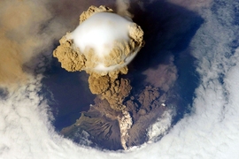 Sarychev Peak, in Russia, as seen from the International Space Station