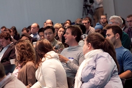 Audience members asked speakers' questions during Q&A sessions