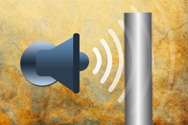 "sound" icon, with soundwaves emanating and hitting a pole 