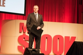 Massachusetts Gov. Charlie Baker speaks at the event