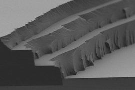 Solar thermal fuel polymer film comprised of three distinct layers (4 to 5 microns in thickness for each). Cross-linking after each layer enables building up films of tunable thickness. 