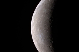 An image, taken by MESSENGER during its Mercury flyby on Jan. 14, 2008, of Mercury’s full crescent.