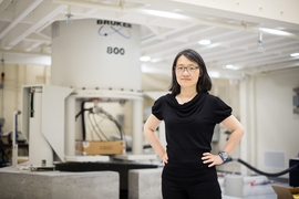 “My lab’s goal is to really provide molecular insight, using NMR spectroscopy to answer a lot of structural, dynamic, and mechanistic questions” about membrane proteins, says Mei Hong, an MIT professor of chemistry.
