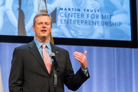 Gov. Charlie Baker spoke at Demo Day. 