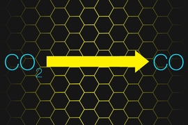 A silver-based catalyst material with a porous honeycomb-like structure, developed by the MIT team, can selectively transform carbon dioxide (CO2) to carbon monoxide (CO).
