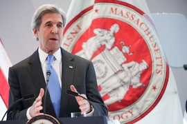 U.S. Secretary of State John Kerry said in an address at MIT on Monday that the effort to limit climate change was a dire “race against time” but one that could be successful due to the economic promise of renewable energy.
