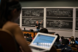 The packed classroom includes about 40 graduate students from across campus, including the schools of architecture, engineering, management, and science.
