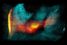 MIT researchers used their new tissue preservation technique to label and image neurons in a brain region called the globus pallidus externa. Neurons that express a protein called parvalbumin are labeled in red, and neurons labeled blue express a protein called GAD1. 