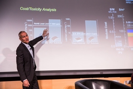 Moungi Bawendi, the Lester Wolfe Professor of Chemistry at MIT, described recent progress on new kinds of solar cell materials.