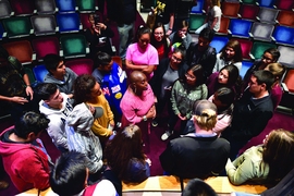 Dr. K. Renee Horton, NASA scientist and past president of NSBP (National Society of Black Physicists), speaking with students attending at PhysCon.