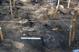 This hearth from one of the Mesoamerican smelting furnaces, seen as it was being excavated by Dorothy Hosler and her team in Mexico, was among the sites that revealed that indigenous people were producing copper for the Spanish colonists.