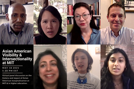 Top row, left–right: Craig Steven Wilder, Lily L. Tsai, Emma Teng, and Chris Capozzola. Bottom row: Rupinder Grewal, Amelia Lee Dogan, and Eesha Banerjee. 