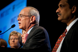 Rafael Reif speaking on a panel