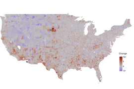 Map of US has purple in NW, and darker red dots everywhere, especially southern states.